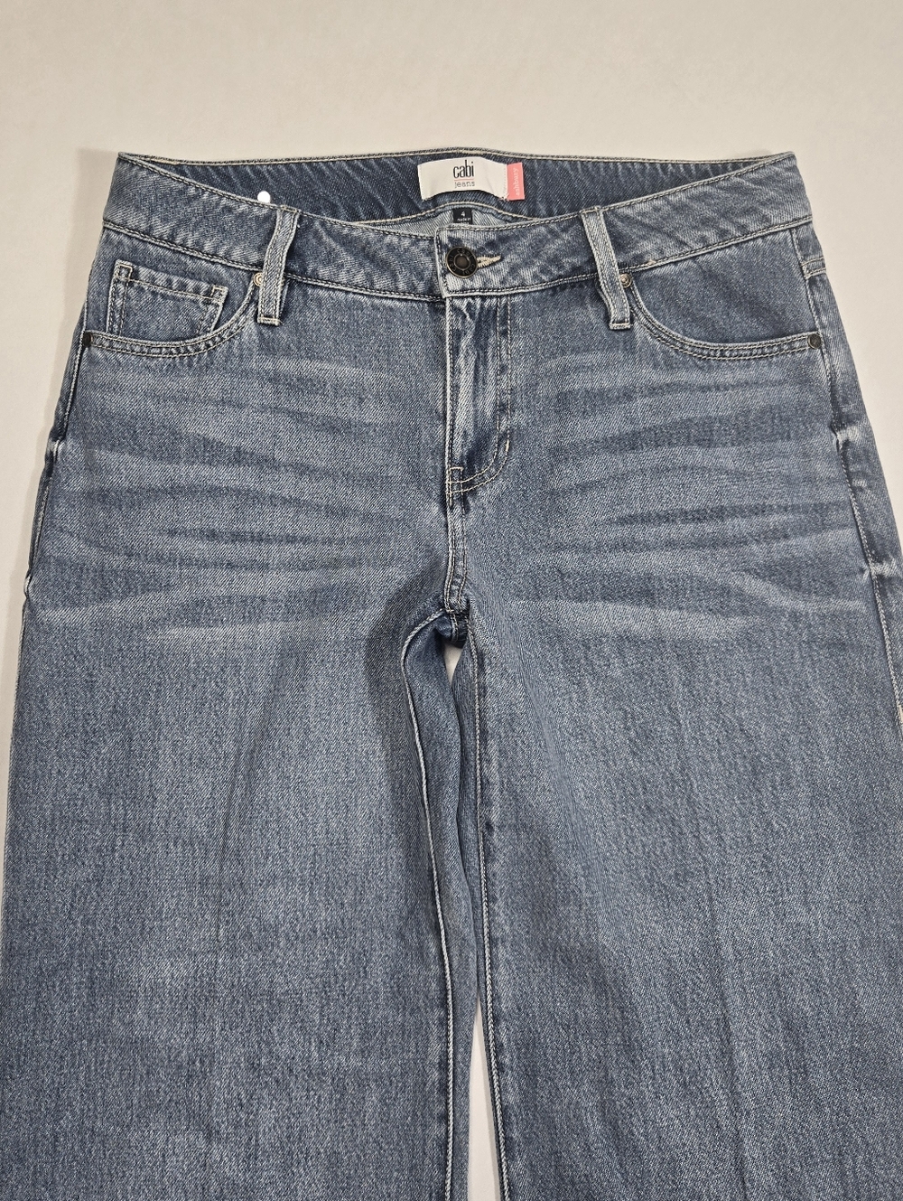 Cabi Wide Leg Jean Size 4 Ashbury Mid-rise Stretch Denim - Picture 3 of 13